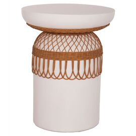 ΤΡΑΠΕΖΙ ΤΡΑΠΕΖΑΡΙΑΣ PRILEP HM18159.02 FIBER CEMENT ΛΕΥΚΟ & RATTAN--Φ60x76,5Υεκ - ΤΡΑΠΕΖΙΑ ΚΟΥΖΙΝΑΣ στο Milonadakis.gr