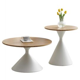 ΤΡΑΠΕΖΙΑ ΣΑΛΟΝΙΟΥ JENNEL(X) HM18308.01 ΜΕΤΑΛΛΟ ΛΕΥΚΟ--MDF ΣΕ ΦΥΣΙΚΟ Φ50εκ & Φ70εκ - ΤΡΑΠΕΖΙΑ ΚΟΥΖΙΝΑΣ στο Milonadakis.gr