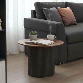 Τραπέζι σαλονιού Dovel pakoworld mdf σε καρυδί-μαυρη απόχρωση Φ70x40εκ - ΤΡΑΠΕΖΙΑ ΚΟΥΖΙΝΑΣ στο Milonadakis.gr