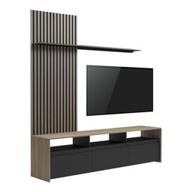 Σύνθετο σαλονιού Delfina pakoworld σε sonoma με μαύρη απόχρωση 190x40x199.5εκ - ΣΥΝΘΕΣΕΙΣ ΣΑΛΟΝΙΟΥ στο Milonadakis.gr