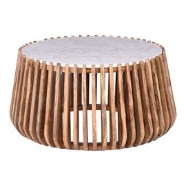 Τραπέζι σαλονιού Mable pakoworld mango ξύλο σε φυσική απόχρωση με επιφάνεια μαρμάρου Φ80x45εκ - ΤΡΑΠΕΖΑΚΙΑ ΣΑΛΟΝΙΟΥ στο Milonadakis.gr