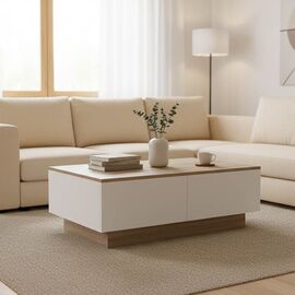 Τραπέζι σαλονιού Winey pakoworld σε sonoma-λευκή απόχρωση 90x60x31.5εκ - ΤΡΑΠΕΖΑΚΙΑ ΣΑΛΟΝΙΟΥ στο Milonadakis.gr