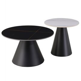 ΤΡΑΠΕΖΙΑ ΣΑΛΟΝΙΟΥ RIDGE HM18266.10 ΚΕΡΑΜΙΚΑ TOP ΜΕ ΟΨΗ ΜΑΥΡΟΥ-ΛΕΥΚΟΥ ΜΑΡΜΑΡΟΥ Φ50εκ & Φ70εκ - ΤΡΑΠΕΖΙΑ ΚΟΥΖΙΝΑΣ στο Milonadakis.gr