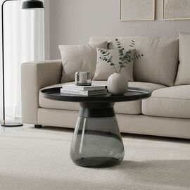 Βοηθητικό τραπέζι Kunlo Inart μαύρο μέταλλο-μαύρο γυαλί Φ60x42εκ - ΒΟΗΘΗΤΙΚΑ ΤΡΑΠΕΖΑΚΙΑ στο Milonadakis.gr