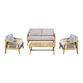 Σαλόνι εξωτερικού χώρου Malibu II pakoworld ξύλο ακακίας με σχοινί σε φυσική απόχρωση και μπεζ μαξιλάρια - ΣΕΤ ΣΑΛΟΝΙΑ στο Milonadakis.gr