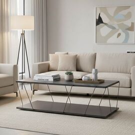 Tραπέζι σαλονιού Tars pakoworld γκρι-μαύρο 120x48x30εκ - ΤΡΑΠΕΖΑΚΙΑ ΣΑΛΟΝΙΟΥ στο Milonadakis.gr