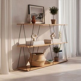 Βοηθητικό τραπέζι-ραφιέρα Tars pakoworld οακ-μαύρο 120x30x90εκ - ΒΙΒΛΙΟΘΗΚΕΣ στο Milonadakis.gr