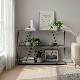 Βοηθητικό τραπέζι-ραφιέρα Tars pakoworld γκρι-μαύρο 120x30x90εκ - ΒΙΒΛΙΟΘΗΚΕΣ στο Milonadakis.gr