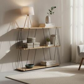 Βοηθητικό τραπέζι-ραφιέρα Tars pakoworld oak-μαύρο 80x30x69.2εκ - ΤΡΑΠΕΖΑΚΙΑ ΣΑΛΟΝΙΟΥ στο Milonadakis.gr