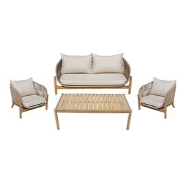 Σαλόνι εξωτερικού χώρου Lemanda pakoworld μασίφ ξύλο ακακίας με σχοινί και μπεζ μαξιλάρια - ΣΕΤ ΣΑΛΟΝΙΑ στο Milonadakis.gr