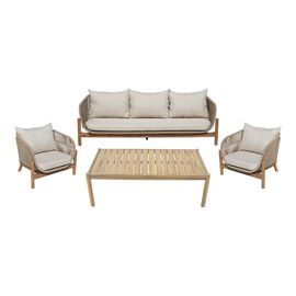 Σαλόνι εξωτερικού χώρου Verilan pakoworld μασίφ ξύλο ακακίας με σχοινί και μπεζ μαξιλάρια - ΣΕΤ ΣΑΛΟΝΙΑ στο Milonadakis.gr