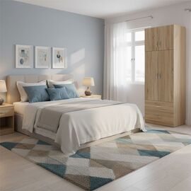 Ντουλάπα δίφυλλη με 2 συρτάρια και πατάρι Lego pakoworld σε oak απόχρωση 80x42x240εκ - ΝΤΟΥΛΑΠΕΣ στο Milonadakis.gr