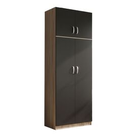 Ντουλάπα δίφυλλη και πατάρι Lego pakoworld σε sonoma-ανθρακί απόχρωση 80x42x240εκ - ΝΤΟΥΛΑΠΕΣ στο Milonadakis.gr