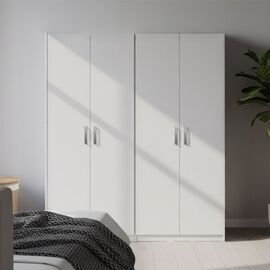 Ντουλάπα τετράφυλλη Lego Ι pakoworld λευκή 160x42x180εκ - ΝΤΟΥΛΑΠΕΣ στο Milonadakis.gr