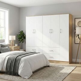 Ντουλάπα πεντάφυλλη Lego pakoworld sonoma-λευκό 170x42x180εκ - ΝΤΟΥΛΑΠΕΣ στο Milonadakis.gr