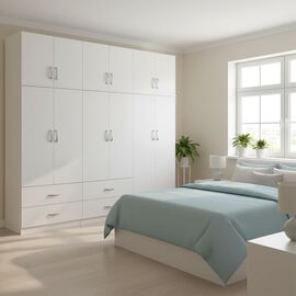 Ντουλάπα εξάφυλλη με πατάρι Lego pakoworld λευκή 240x42x240εκ - ΝΤΟΥΛΑΠΕΣ στο Milonadakis.gr