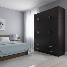 Ντουλάπα τετράφυλλη με συρτάρια και πατάρι Lego pakoworld wenge 160x42x240εκ - ΝΤΟΥΛΑΠΕΣ στο Milonadakis.gr