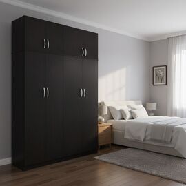 Ντουλάπα τετράφυλλη με πατάρι Lego Ι pakoworld wenge 160x42x240εκ - ΝΤΟΥΛΑΠΕΣ στο Milonadakis.gr