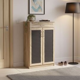 Παπουτσοθήκη-ντουλάπι Sante pakoworld 20 ζεύγων σε sonoma-ανθρακί απόχρωση 80x37x123εκ - ΕΠΙΠΛΑ ΕΙΣΟΔΟΥ στο Milonadakis.gr