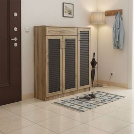 Παπουτσοθήκη-ντουλάπι Sante pakoworld 30 ζεύγων σε sonoma-ανθρακί απόχρωση 120x37x123εκ - ΕΠΙΠΛΑ ΕΙΣΟΔΟΥ στο Milonadakis.gr