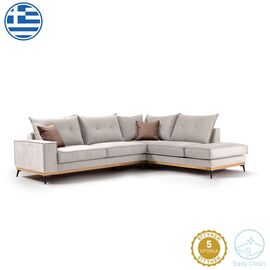 Γωνιακός καναπές αριστερή γωνία Luxury II pakoworld ύφασμα cream-mocha 290x235x95εκ - ΚΑΝΑΠΕΔΕΣ-ΣΑΛΟΝΙΑ στο Milonadakis.gr