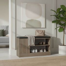 Παπουτσοθήκη-σκαμπό Deboule pakoworld 8 ζευγών σε sonoma-μαύρη απόχρωση 90x30x46εκ - ΕΠΙΠΛΑ ΕΙΣΟΔΟΥ στο Milonadakis.gr