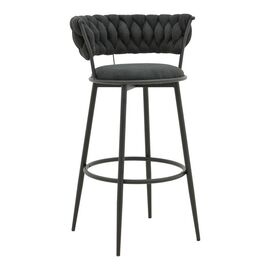 Σκαμπό μπαρ Alkia I pakoworld ύφασμα σε μαύρη απόχρωση- πόδι μαύρο μέταλλο 50x56x95εκ - ΣΚΑΜΠΟ ΜΠΑΡ στο Milonadakis.gr