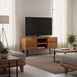 Έπιπλο τηλεόρασης Dervie pakoworld φυσικό μασίφ ξύλο ακακίας 130x43.5x66.5εκ - ΕΠΙΠΛΑ ΤΗΛΕΟΡΑΣΗΣ στο Milonadakis.gr