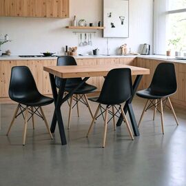 Τραπεζαρία με Καρέκλες Julita μαύρο και Τραπέζι Zeryin oak 110x70x75εκ Σετ 5τεμ - ΤΡΑΠΕΖΑΡΙΕΣ στο Milonadakis.gr