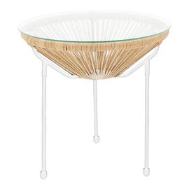 Τραπέζι Acapulco pakoworld μεταλλο σε λευκή-pe rattan σε φυσική απόχρωση Φ50x52εκ - ΤΡΑΠΕΖΙΑ ΕΞ. ΧΩΡΟΥ στο Milonadakis.gr