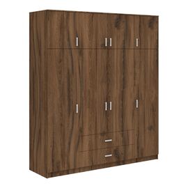 Ντουλάπα τετράφυλλη με συρτάρια Royal pakoworld καρυδι-oak 200x58x230εκ - ΝΤΟΥΛΑΠΕΣ στο Milonadakis.gr