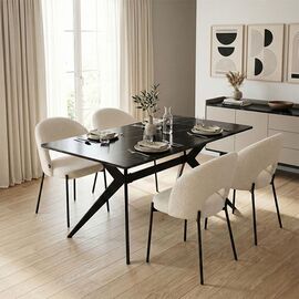 Τραπεζαρία με Καρέκλες Masebo Λευκό και Τραπέζι Ezali Μαύρο 140x80x75εκ Σετ 5τεμ - ΤΡΑΠΕΖΑΡΙΕΣ στο Milonadakis.gr