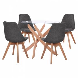 ΣΕΤ ΤΡΑΠΕΖΑΡΙΑΣ 5ΤΜΧ ΤΡΑΠΕΖΙ Φ90X74 & 4 ΚΑΡΕΚΛΕΣ VEGAS ΜΕ ΓΚΡΙ ΥΦΑΣΜΑ HM11693.50 - ΤΡΑΠΕΖΑΡΙΕΣ στο Milonadakis.gr