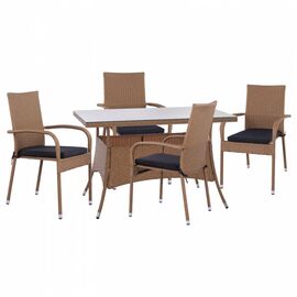 ΣΕΤ ΤΡΑΠΕΖΑΡΙΑΣ 5ΤΜΧ ΤΡΑΠ. 120Χ70 & ΠΟΛΥΘΡΟΝΕΣ WICKER RATTAN ΜΠΕΖ ΚΑΦΕ HM11711.32 - ΣΕΤ ΤΡΑΠΕΖΑΡΙΕΣ στο Milonadakis.gr