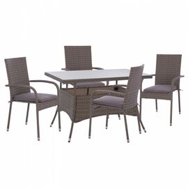 ΣΕΤ ΤΡΑΠΕΖΑΡΙΑΣ 5ΤΜΧ ΤΡΑΠ. 120X70 & ΠΟΛΥΘΡΟΝΕΣ WICKER RATTAN ΓΚΡΙ HM11711.31 - ΣΕΤ ΤΡΑΠΕΖΑΡΙΕΣ στο Milonadakis.gr