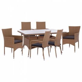 ΣΕΤ ΤΡΑΠΕΖΑΡΙΑΣ 7ΤΜΧ ΤΡΑΠ. 150Χ90 & 6 ΠΟΛΥΘΡΟΝΕΣ WICKER RATTAN ΜΠΕΖ ΚΑΦΕ HM11715.02 - ΣΕΤ ΤΡΑΠΕΖΑΡΙΕΣ στο Milonadakis.gr