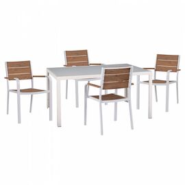 ΣΕΤ ΤΡΑΠΕΖΑΡΙΑΣ 5ΤΜΧ ΤΡΑΠ. 150Χ90 & ΠΟΛ/ΝΕΣ ΑΛΟΥΜΙΝΙΟΥ ΜΕ POLYWOOD ΛΕΥΚΕΣ HM11706.01 - ΣΕΤ ΤΡΑΠΕΖΑΡΙΕΣ στο Milonadakis.gr