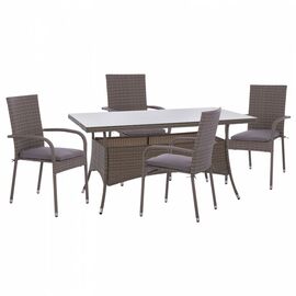 ΣΕΤ ΤΡΑΠΕΖΑΡΙΑΣ 5ΤΜΧ ΤΡΑΠ. 150Χ90 & ΠΟΛΥΘΡΟΝΕΣ WICKER RATTAN ΓΚΡΙ HM11713.01 - ΣΕΤ ΤΡΑΠΕΖΑΡΙΕΣ στο Milonadakis.gr