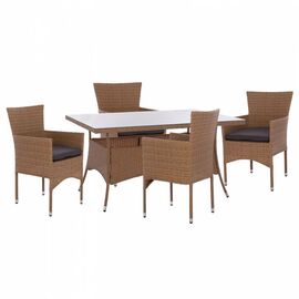 ΣΕΤ ΤΡΑΠΕΖΑΡΙΑΣ 5ΤΜΧ ΤΡΑΠ. 150Χ90 & ΠΟΛΥΘΡΟΝΕΣ WICKER RATTAN ΜΠΕΖ ΚΑΦΕ HM11714.02 - ΣΕΤ ΤΡΑΠΕΖΑΡΙΕΣ στο Milonadakis.gr