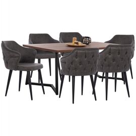 ΣΕΤ ΤΡΑΠΕΖΑΡΙΑΣ 7ΤΜΧ ΠΟΛΥΘΡΟΝΕΣ τ.NUBUCK & ΤΡΑΠΕΖΙ ME ΚΑΠΛΑΜΑ ΚΑΡΥΔΙΑΣ HM10635 - ΤΡΑΠΕΖΑΡΙΕΣ στο Milonadakis.gr