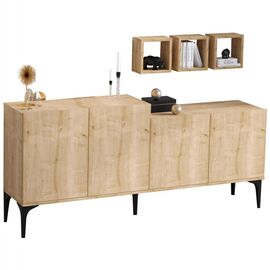 ΜΠΟΥΦΕΣ ΜΕΛΑΜΙΝΗΣ ΚΑΙ 3 ΡΑΦΑΚΙΑ ΣΕ ΦΥΣΙΚΟ ΧΡΩΜΑ 180x40x85Υεκ.HM9430.01 - ΜΠΟΥΦΕΔΕΣ-ΚΟΝΣΟΛΕΣ στο Milonadakis.gr