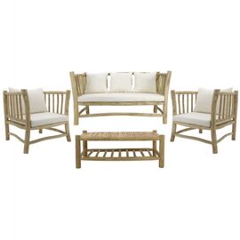 ΣΕΤ ΣΑΛΟΝΙ 4ΤΜΧ EDDARD HM9340 ΑΠΟ ΜΑΣΙΦ ΞΥΛΟ TEAK  ΦΥΣΙΚΟ - ΛΕΥΚΟ - ΣΕΤ ΣΑΛΟΝΙΑ στο Milonadakis.gr