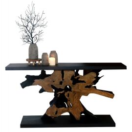 ΚΟΝΣΟΛΑ HM9356 ΑΠΟ ΜΑΣΙΦ ΞΥΛΟ ΤEAK ΦΥΣΙΚΟ - ΜΑΥΡΟ 150X40X80YΕΚ. - ΜΠΟΥΦΕΔΕΣ-ΚΟΝΣΟΛΕΣ στο Milonadakis.gr