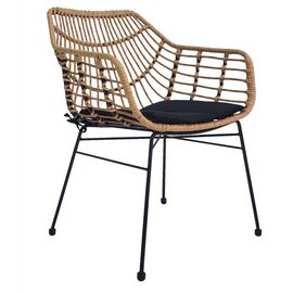 ΠΟΛΥΘΡΟΝΑ ΕΠΑΓΓΕΛΜΑΤΙΚΗ ΜΑΥΡΟ ΜΕΤΑΛΛΟ RATTAN ΜΠΕΖ & ΜΑΞΙΛΑΡΙ HM5864.01 58,5x60,5x80 εκ. - ΚΑΡΕΚΛΕΣ - ΠΟΛΥΘΡΟΝΕΣ στο Milonadakis.gr