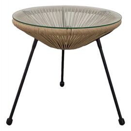 ΤΡΑΠΕΖΙ ΒΟΗΘΗΤΙΚΟ ALLEGRA ΜΑΥΡΟ ΜΕΤΑΛΛΟ  ME TWISTED WICKER ΦΥΣΙΚΟ HM5873.01 Φ47Χ45Υεκ. - ΤΡΑΠΕΖΙΑ ΕΞ. ΧΩΡΟΥ στο Milonadakis.gr