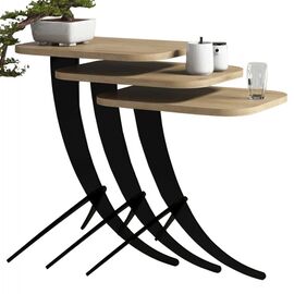 ΤΡΑΠΕΖΙ ΖΙΓΚΟΝ HM9508.01 3ΤΜΧ ΜΕΛΑΜΙΝΗ ΣΕ ΦΥΣΙΚΟ ΟΑΚ-ΜΑΥΡΑ ΜΕΤΑΛ. ΠΟΔΙΑ 35x45x60Yεκ. - ΒΟΗΘΗΤΙΚΑ ΤΡΑΠΕΖΑΚΙΑ στο Milonadakis.gr