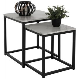 ΖΙΓΚΟΝ GRELAY 2 ΤΕΜ MDF ΟΨΗ ΜΑΡΜΑΡΟΥ & ΜΕΤΑΛΛΟ HM8762.12 45Χ45Χ50εκ. & 37Χ37Χ43 εκ. - ΒΟΗΘΗΤΙΚΑ ΤΡΑΠΕΖΑΚΙΑ στο Milonadakis.gr