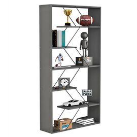 ΒΙΒΛΙΟΘΗΚΗ TARS HM2240.20 ΓΚΡΙ ΜΕΛΑΜΙΝΗ-ΜΑΥΡΕΣ ΜΕΤΑΛΛΙΚΕΣ ΒΕΡΓΕΣ 84x24x157Υεκ. - ΒΙΒΛΙΟΘΗΚΕΣ στο Milonadakis.gr