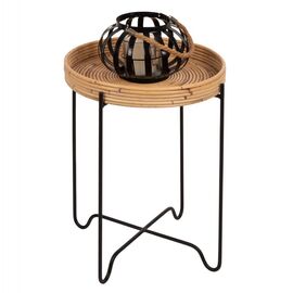 ΤΡΑΠΕΖΑΚΙ ΒΟΗΘΗΤΙΚΟ FLY HM7906 RATTAN ΦΥΣΙΚΟ ΧΡΩΜΑ-ΜΕΤΑΛΛΙΚΗ ΒΑΣΗ ΜΑΥΡΗ Φ40x53Yεκ. - ΒΟΗΘΗΤΙΚΑ ΤΡΑΠΕΖΑΚΙΑ στο Milonadakis.gr