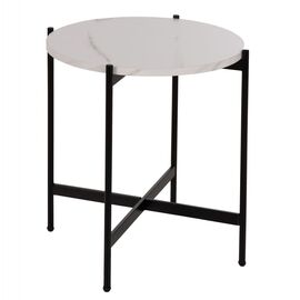 ΒΟΗΘΗΤΙΚΟ ΤΡΑΠΕΖΙ HM9589.05 MDF ΛΕΥΚΟ ΜΑΡΜΑΡΟ-ΜΑΥΡΗ ΜΕΤΑΛΛΙΚΗ ΒΑΣΗ Φ50x55Υεκ. - ΒΟΗΘΗΤΙΚΑ ΤΡΑΠΕΖΑΚΙΑ στο Milonadakis.gr